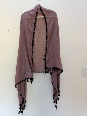 Mauve Tassel Trim Lightweight Sarong Wrap